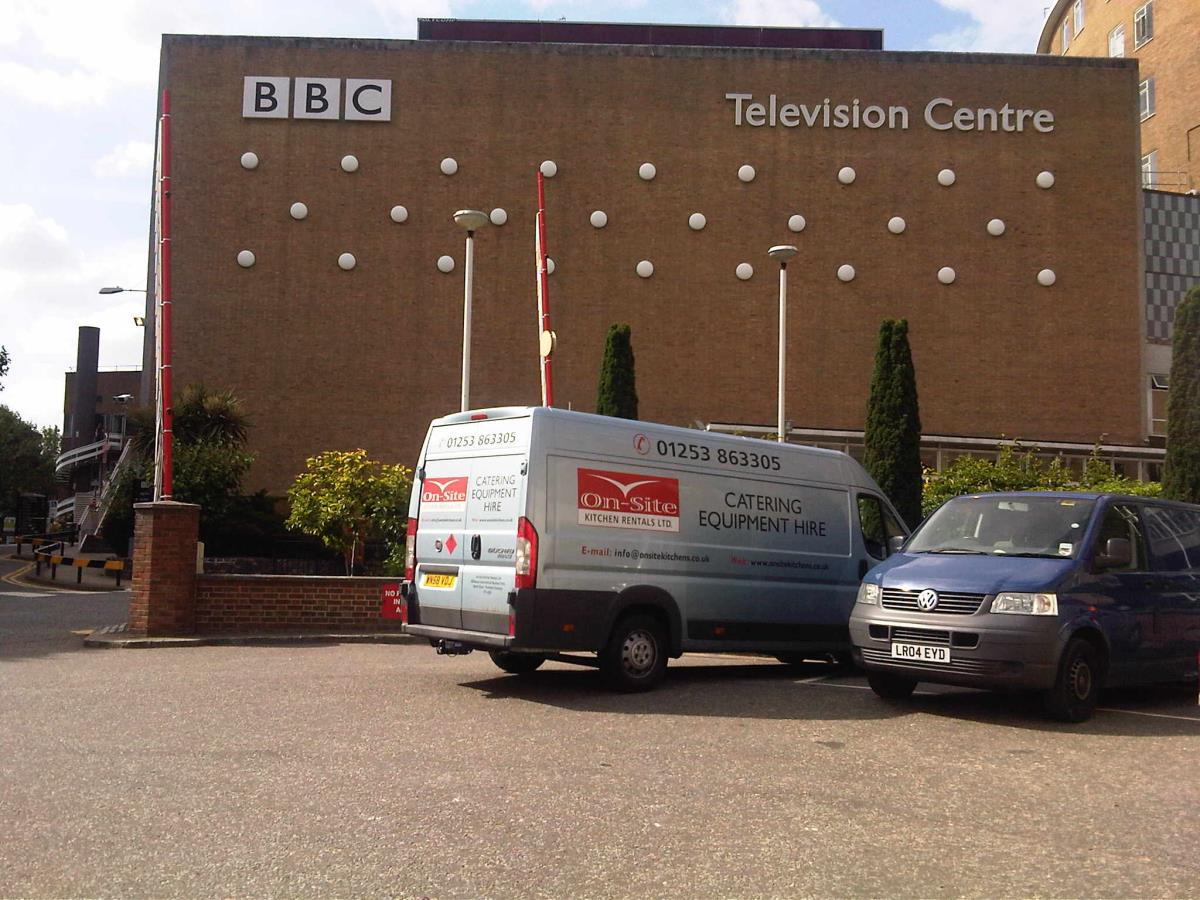 Our van on one of it's regular visits to the iconic BBC television centre.